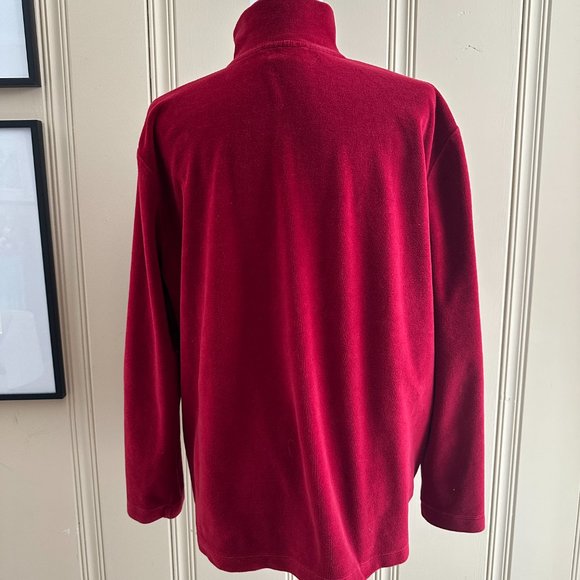 Vintage Lauren Ralph Lauren Red Velour Pullover Sweatshirt Top Crest Logo sz XL - Picture 6 of 7